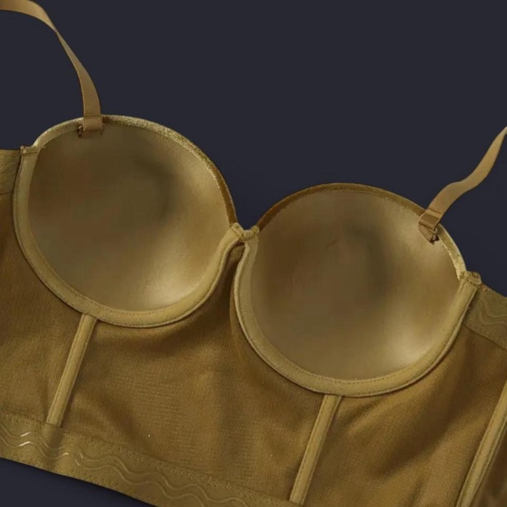 Gold Velvet Corset with Structured Support - Picture 4 of 4